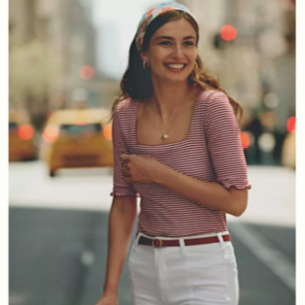 Striped Tee Square neckline Top